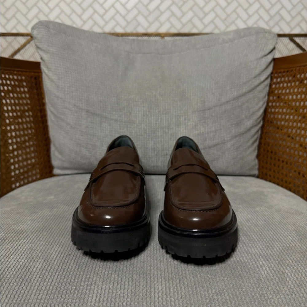 Reformation Agathea Chunky Loafer Espresso Leather